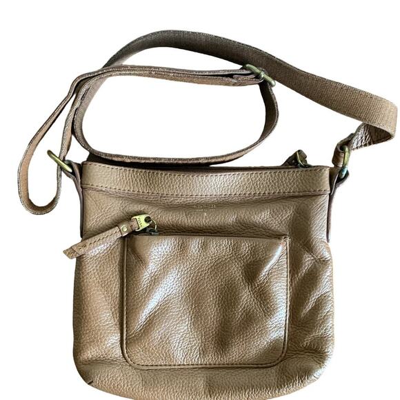 Fossil Brown Pebbled Leather Crossbody Satchel Bag Purse Adjustable Strap - Picture 1 of 9